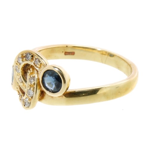 Anello Zaffiro Blu ct 0,65 Diamanti ct 0,14 GVS 8/8 Oro Giallo 18 kt 5 gr