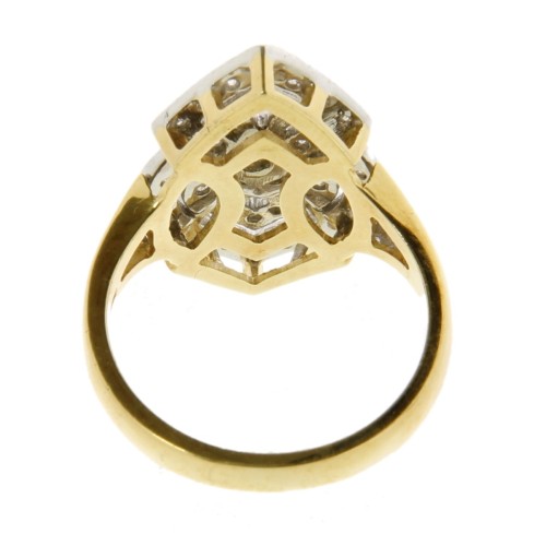 Anello Stile Antico Diamanti ART DECO ct 0,48 F VVS in Oro Bianco e Giallo 18 kt 6,74 gr
