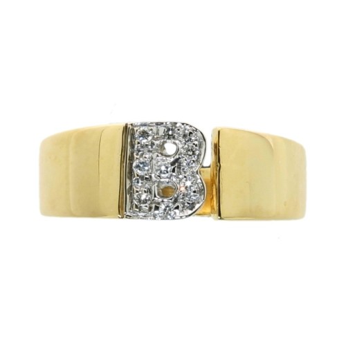 Anello MIGNOLO con Iniziale B 0,08 Oro 18 kt