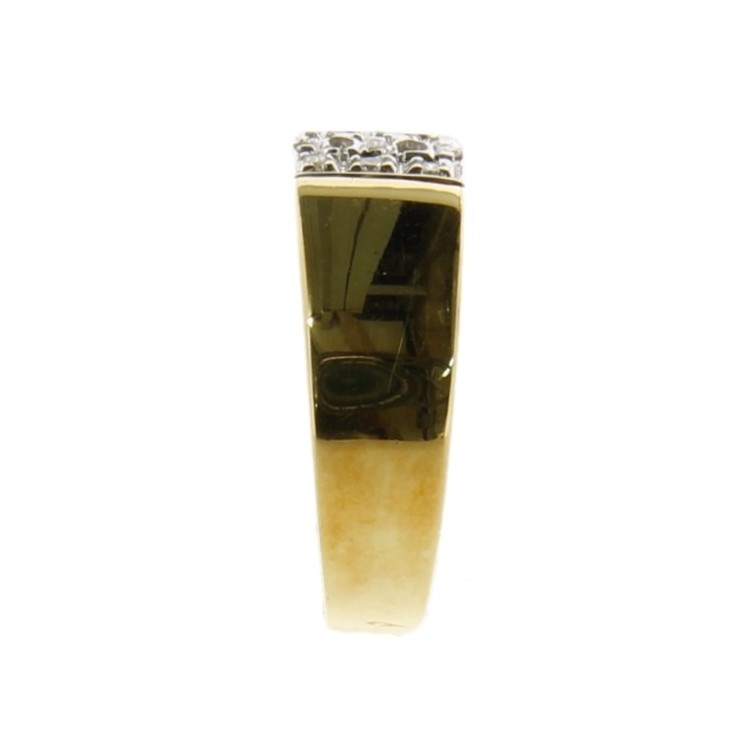 Anello con Iniziale B Diamanti ct 0,08 F VS taglio 8/8 e Oro Giallo e Bianco 750 18 kt 5,1 gr