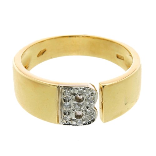 Anello MIGNOLO con Iniziale B 0,08 Oro 18 kt