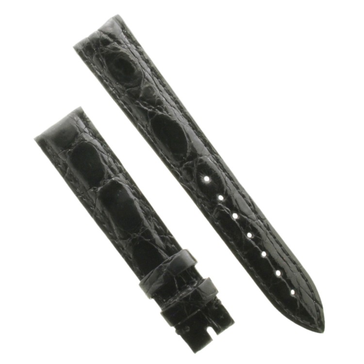 Cinturino Coccodrillo Nero Lucido 16/14 forma classica