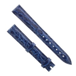 Cinturino Coccodrillo Blu Lucido 14/12 mm B32B forma classica Donna.