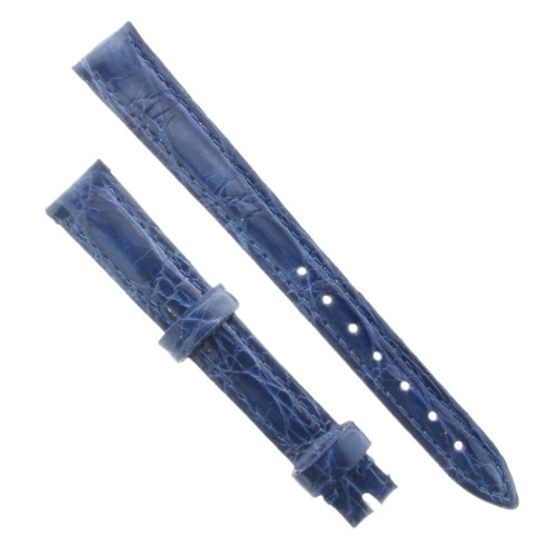 Cinturino Coccodrillo Blu Lucido 12/10 mm B32B forma classica Donna.