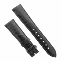 Cinturino Sartoriale Alligatore Nero Lucido 20/16 mm B45B classico..