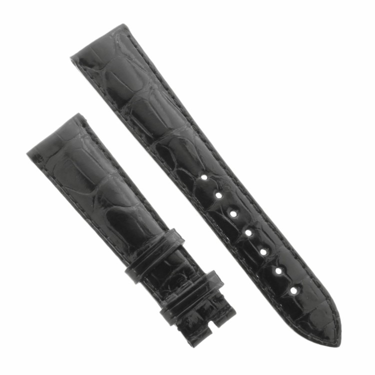 Cinturino Sartoriale Alligatore Nero Lucido 20/16 mm B45B classico..