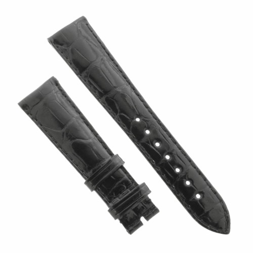 Cinturino Sartoriale Alligatore Nero Lucido 20/16 mm B45B classico..
