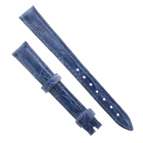 Cinturino Coccodrillo Blu Lucido 12/10 mm B32B forma classica Donna.
