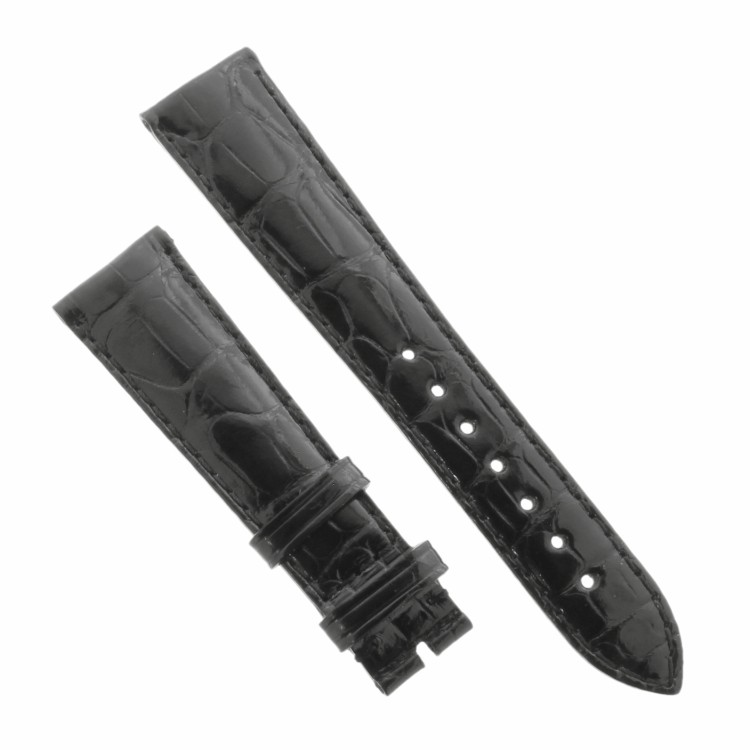 Cinturino Sartoriale Alligatore Nero Lucido 20/16 mm B45B classico..
