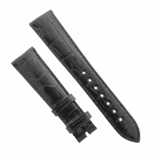 Cinturino Sartoriale Alligatore Nero Lucido 20/16 mm B45B classico..