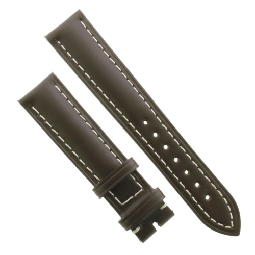 Cinturino Sartoriale Pelle Vitello Marrone Scuro 20/18 mm B50MB bombato cuciture chiare