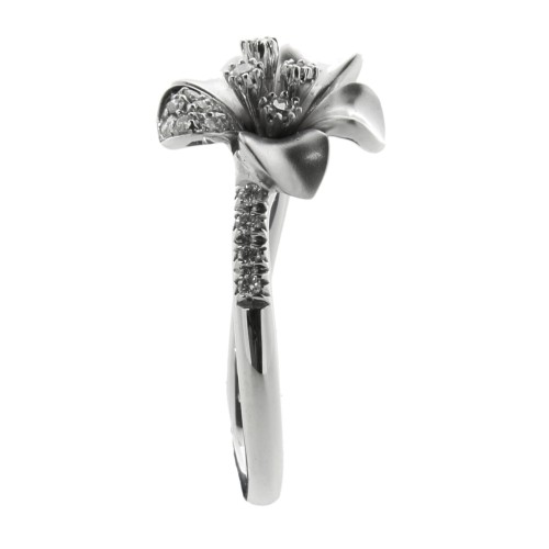 Anello Fiore Diamanti ct 0,19 F VVS Oro 18 kt 4,9 gr