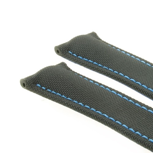 Tag Heuer Cinturino Aquaracer FC6395 Nero sintetico 21/18 mm cuciture blu.   WAY201, CAY211.