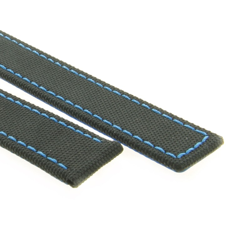 Tag Heuer Cinturino Carrera FC6395 Nero carbon fiber misure 21/18 mm cuciture blu