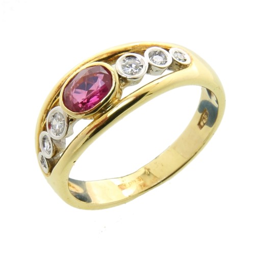 Anello Rubino Diamanti ct 0,12 Oro 18 kt