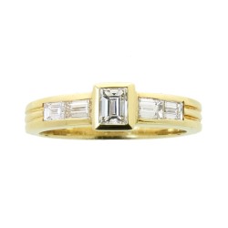 Anello Diamanti ct Taglio Baguette B 0,26 + B 0,43 Oro 18 kt 2