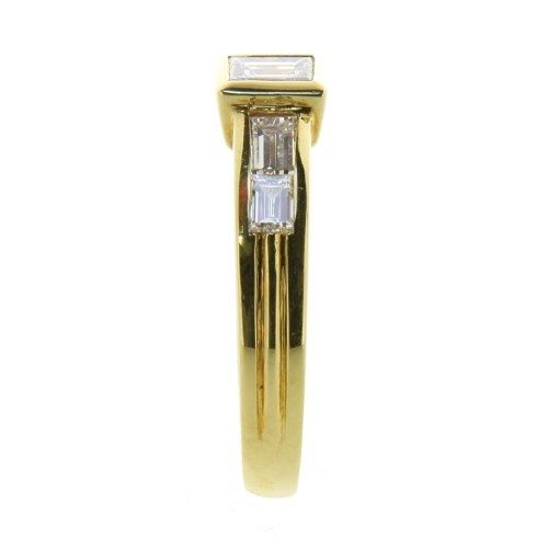 Anello Diamanti ct Taglio Baguette B 0,26 + B 0,43 Oro 18 kt