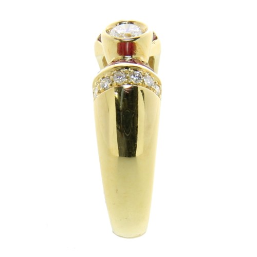 Anello Rubino Diamanti ct 0,24 + 0,13 Oro 18 kt