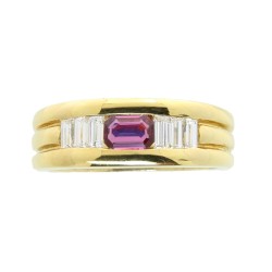 Fedina Riviere Rubini Diamanti ct 0,46 Oro 18 kt 2