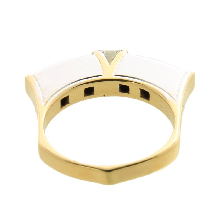 Anello Solitario Diamante taglio Princess ct 0,23 F VS e Oro Bianco e Rosa 18 kt 5,64 gr
