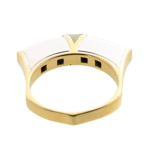 Anello Solitario Diamante taglio Princess ct 0,23 F VS e Oro Bianco e Rosa 18 kt 5,64 gr