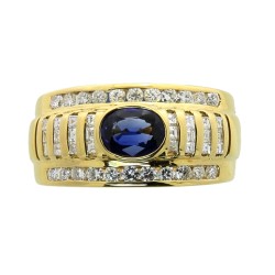 Anello Zaffiro Diamanti ct 0,75 Oro 18 kt 2