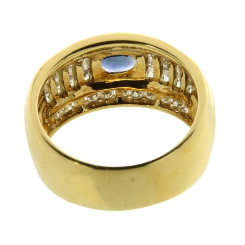 Anello Zaffiro Diamanti ct 0,75 Oro 18 kt