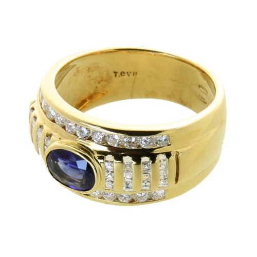 Anello Zaffiro Diamanti ct 0,75 Oro 18 kt