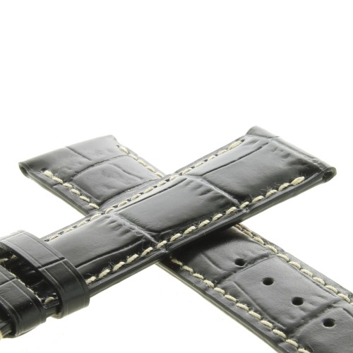 Longines Cinturino Stampa Alligatore Nero Opaco 20/18 mm Heritage, Master, Grand Vitesse.