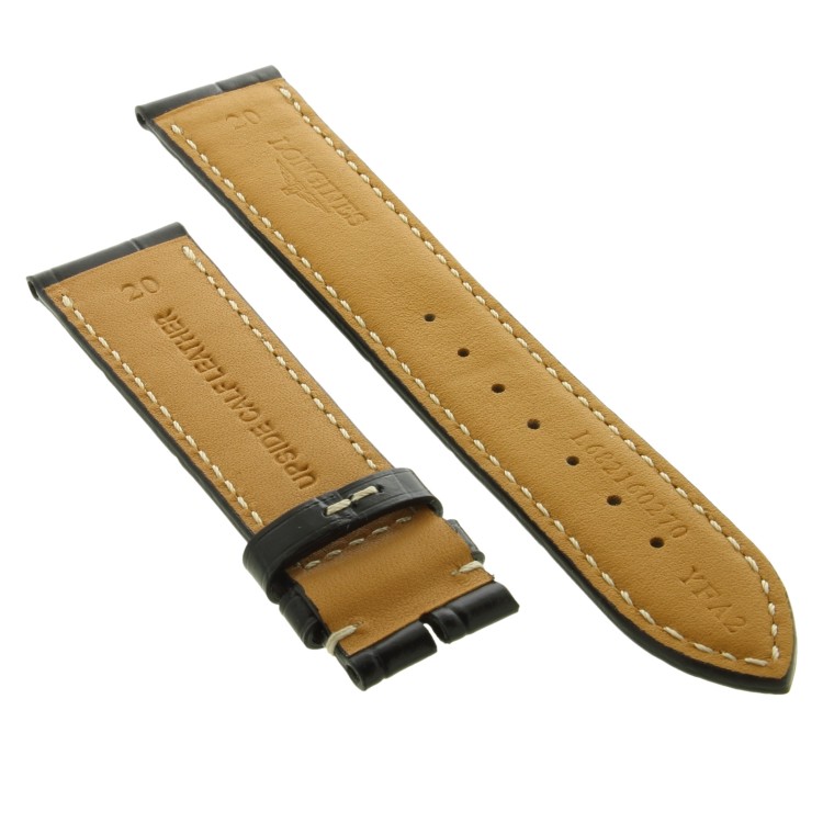 Longines Cinturino Stampa Alligatore Nero Opaco 20/18 mm Heritage, Master, Grand Vitesse.