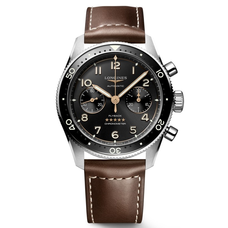 LONGINES SPIRIT Flyback L3.821.4.53.2 Acciaio 42 mm Cronografo Automatico Nero.