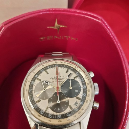 ZENITH A386 Cronorafo Acciaio 38 mm anno 1971 con scatola Originale