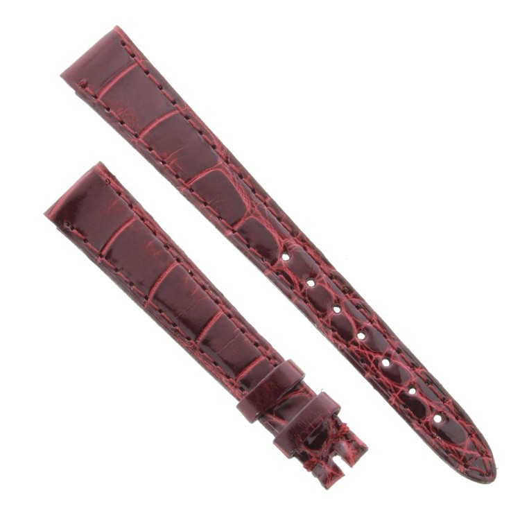 Cinturino Alligatore Bordeaux Lucido 14/10 B32B forma classica piatto.