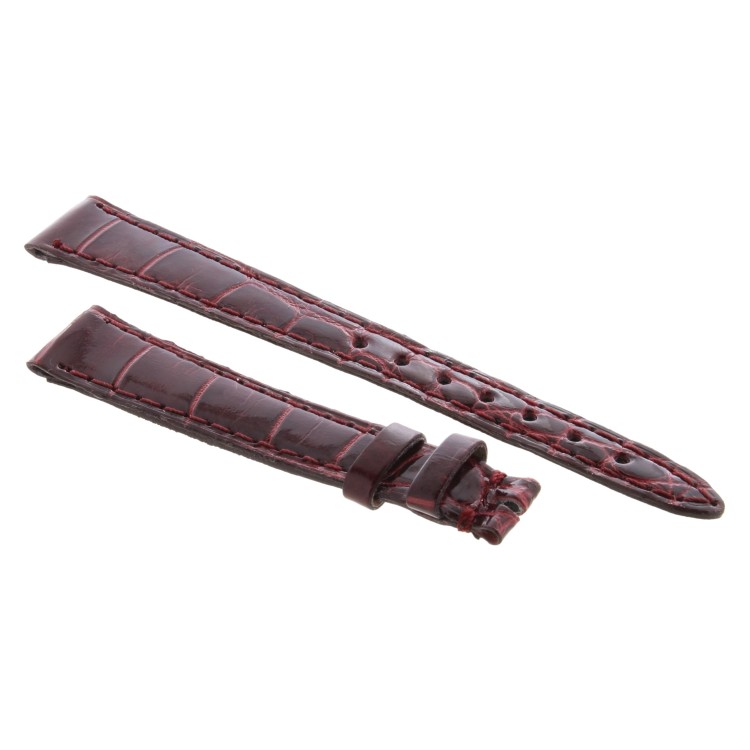 Cinturino Alligatore Bordeaux Lucido 14/10 B30B forma classica piatto.