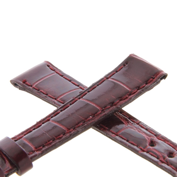 Cinturino Alligatore Bordeaux Lucido 14/10 B30B forma classica piatto.