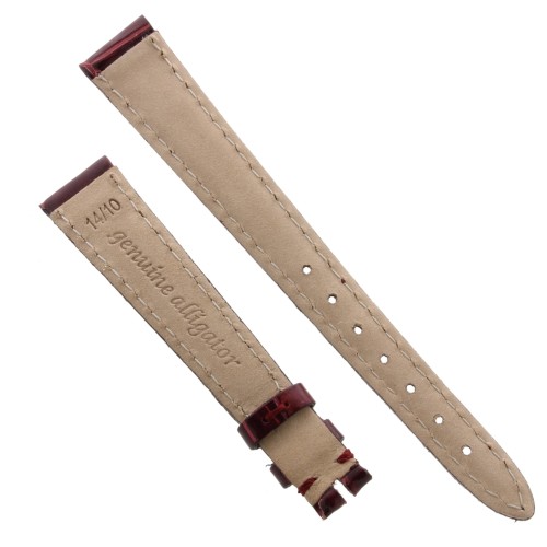 Cinturino Alligatore Bordeaux Lucido 14/10 B30B forma classica piatto.