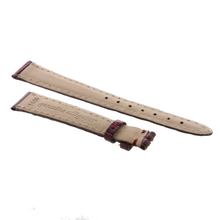 Cinturino Alligatore Bordeaux Lucido 14/10 B30B forma classica piatto.