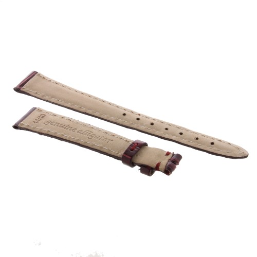 Cinturino Alligatore Bordeaux Lucido 14/10 B32B forma classica piatto.