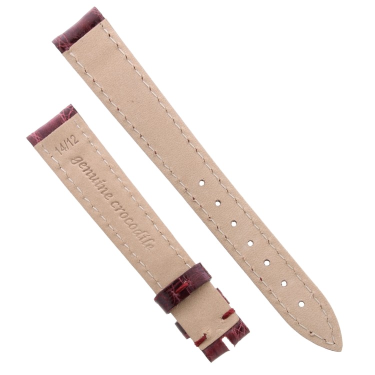 Cinturino Coccodrillo Rosso Bordeaux Lucido 16/14 mm B30B forma classica Donna.