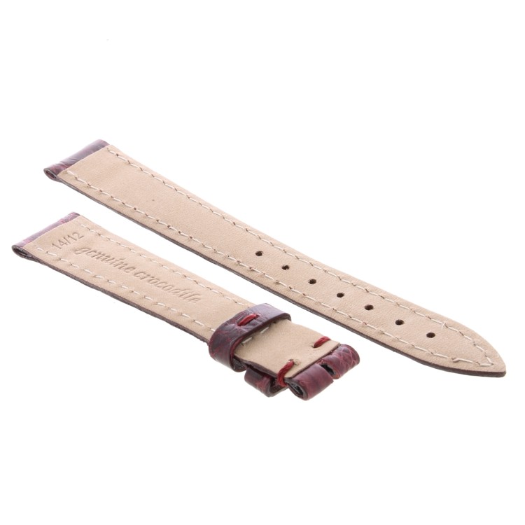 Cinturino Coccodrillo Rosso Bordeaux Lucido 16/14 mm B30B forma classica Donna.