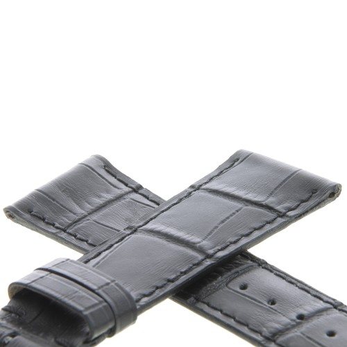 Cinturino Sartoriale Stampa Alligatore Nero Opaco 2/18 mm B30B.