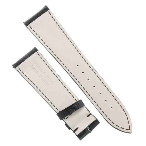 Cinturino Sartoriale Stampa Alligatore Nero Opaco 2/18 mm B30B.
