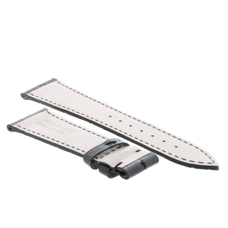 Cinturino Sartoriale Stampa Alligatore Nero Opaco 2/18 mm B30B.