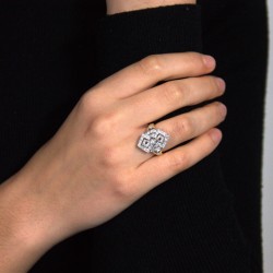 Anello Stile Antico Diamanti ART DECO Diamanti ct 0,48 Oro 18 kt 2