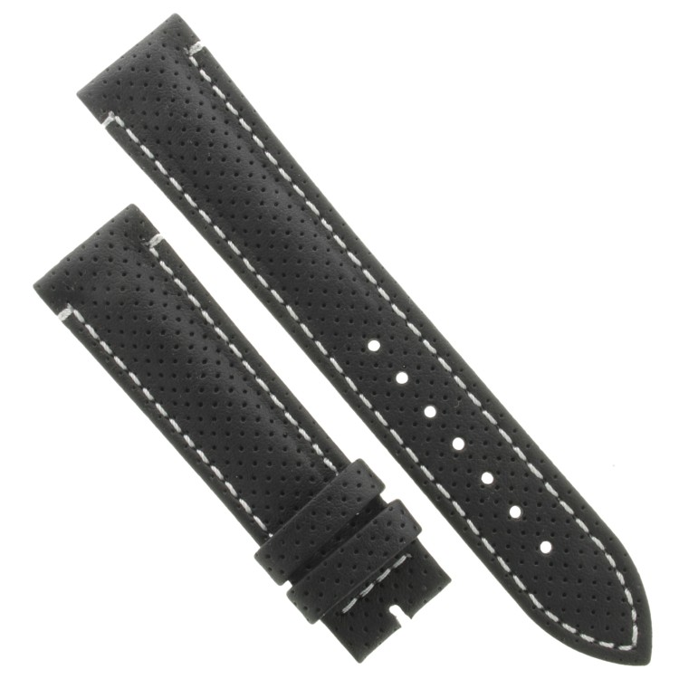 Cinturino Water Resistant Vitello Nero Opaco Microfori 20/18 mm B50W classico cuciture bianche
