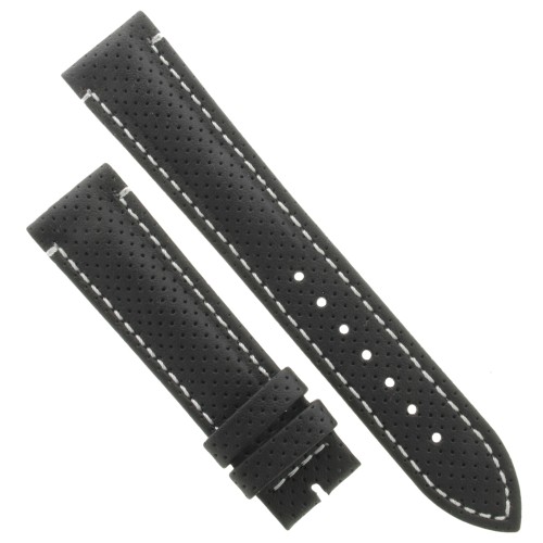 Cinturino Water Resistant Vitello Nero Opaco Microfori 20/18 mm B50W classico cuciture bianche