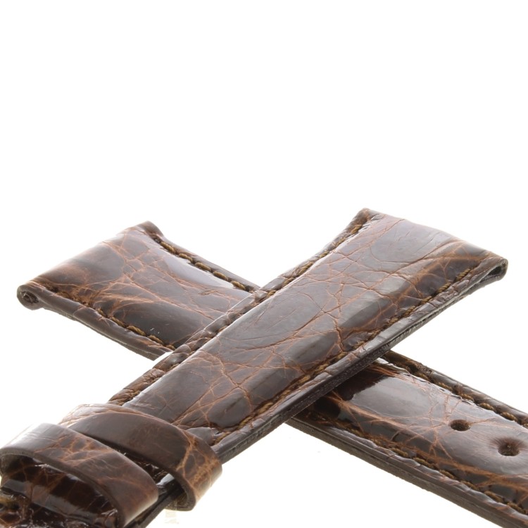 Cinturino Coccodrillo Marrone Testa di Moro Lucido 20/16 forma classica