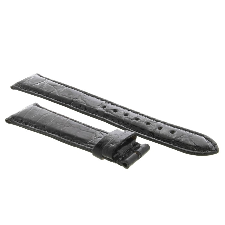 Cinturino Coccodrillo Nero Lucido 20/16 mm B37B forma classica