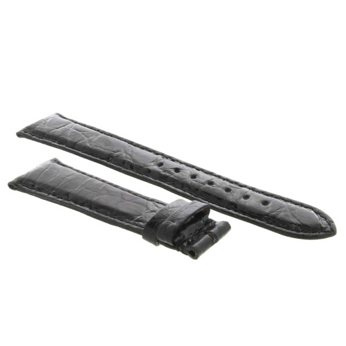 Cinturino Coccodrillo Nero Lucido 20/16 mm B37B forma classica