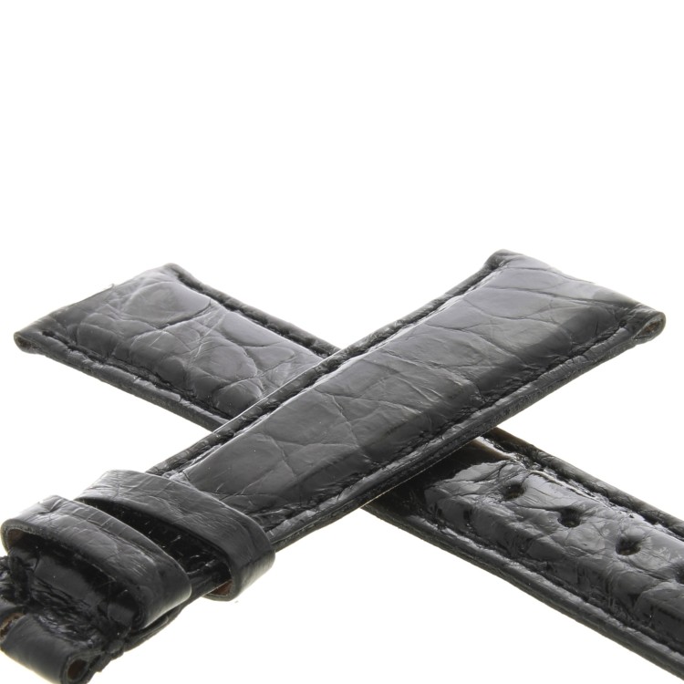 Cinturino Coccodrillo Nero Lucido 20/16 forma classica